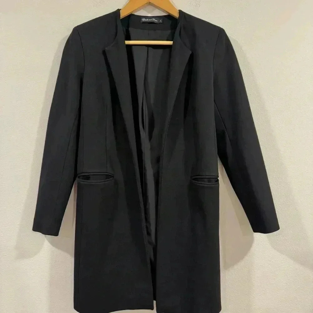 Estelle and Finn Ponte Knit Long Cardigan Blazer Office Career Classy 2